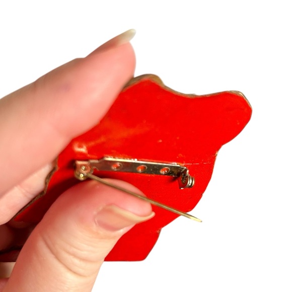 Vintage Handmade Retro Valentines Day Boy & Girl Decoupage Pin Mid-Century Art - Picture 5 of 7